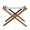 Hello Honey® 21" Natural Teak Wood & Linen Folding Stool